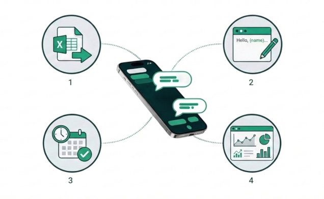 Interface de création d'une campagne SMS marketing sur SMS Proxima — import contacts, rédaction et programmation